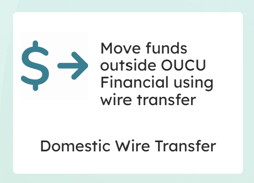 online banking screenshot for selecting domestic wire